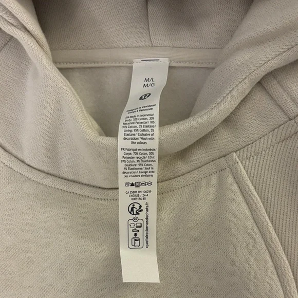 Lululemon Scuba Oversized Side-Slit Hoodie ~ Size M/L ~ Color Bone ~ NWT - Picture 7 of 12